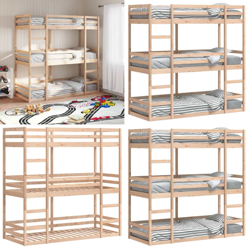 Vidaxl - Dreifach-Etagenbett 80x200 cm Massivholz Kiefer - Holzbett - Etagenbett - Kinderzimmer - Jugendzimmer - Gästebett - Home & Living