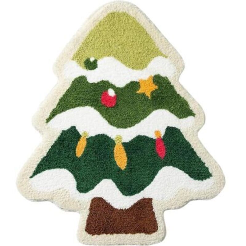 Weihnachtsbaum-Badematte fürs Wohnzimmer, grüne Matte mit hervorragender Saugfähigkeit und einfacher Waschbarkeit, rutschfeste Duschmatte, weiche,