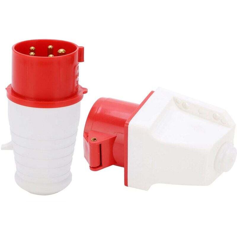 Dreiphasige 5-polige Steckdose, Industrie-Buchse und Industrie-Stecker, 16A, 3P + N + E, für Verlängerungskabel, Wohnmobile, Innen- und Außeneinsatz.