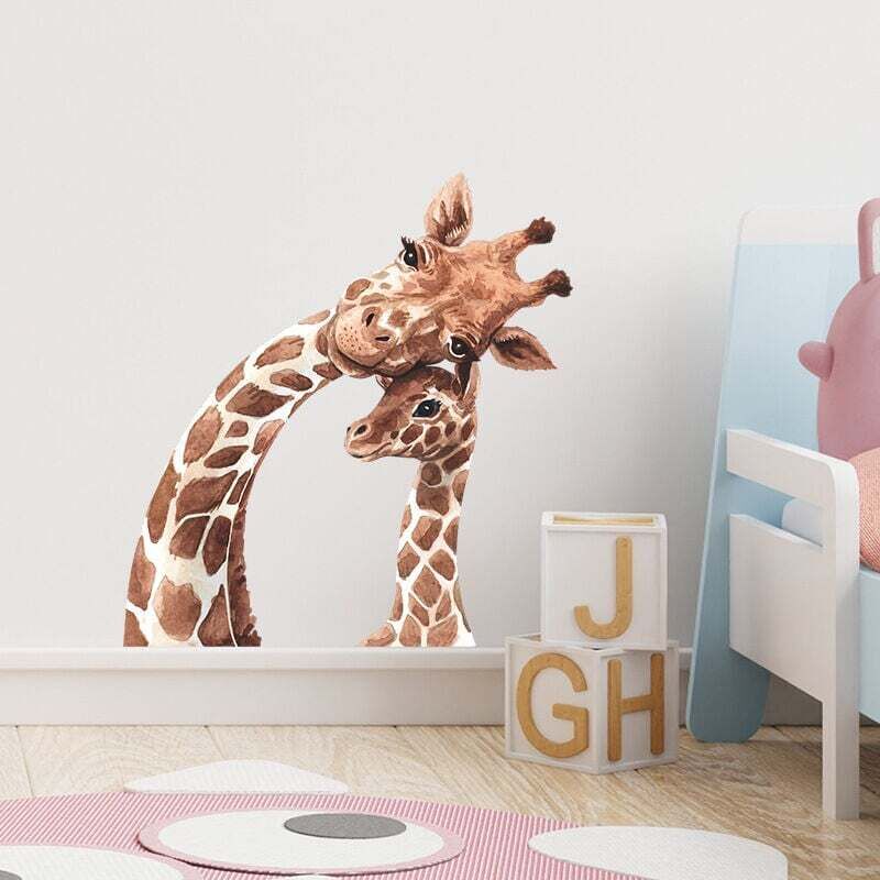 Jalleria - Dschungel-Tier-Wandaufkleber, Giraffen-Wandaufkleber, Safari-Giraffe-Wanddekoration, Kinderzimmer, Babyzimmer, Wohnzimmer