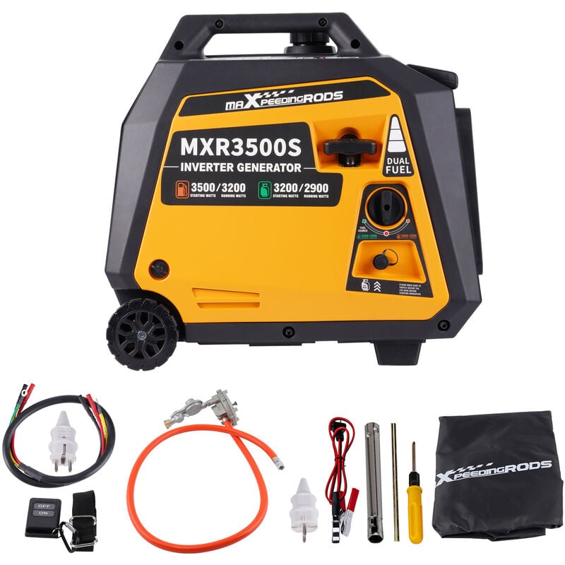 Dual Fuel Inverter Stromerzeuger 3,2kW-3,5kW Benzin lpg 25kg tragbar mit Digitaler Zähler E-start Seilzugstarter Maxpeedingrods