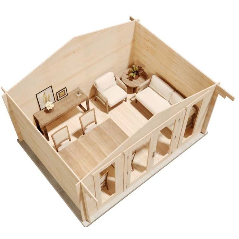 Gartenhaus Mirko Modern Gartenhaus aus Holz in Pinie, Holzhaus mit 28 mm Wandstärke, Blockbohlenhaus mit Montagematerial - Alpholz