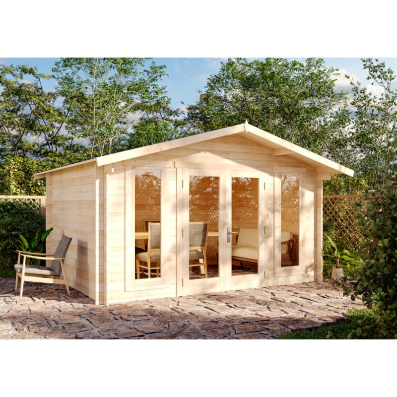 Gartenhaus Mirko Modern Gartenhaus aus Holz, Holzhaus mit 28 mm Wandstärke, Blockbohlenhaus mit Montagematerial - Alpholz