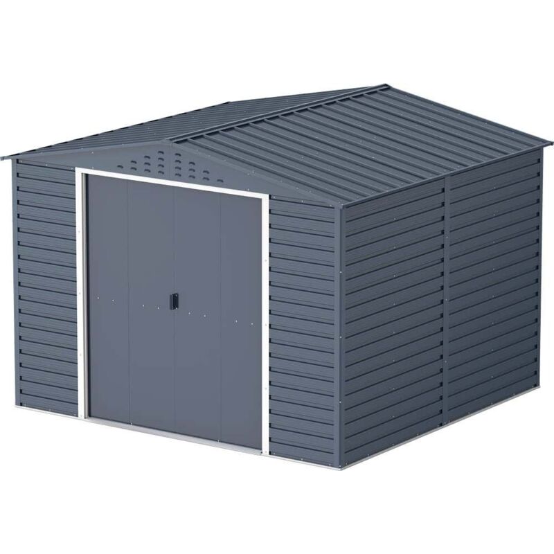 DURAMAX Metall-Gerätehaus Alpine 3x3m Gerätehaus aus Metall in Anthrazitgrau, Geräteschrank mit 0,31 mm Wandstärke Gartenhaus