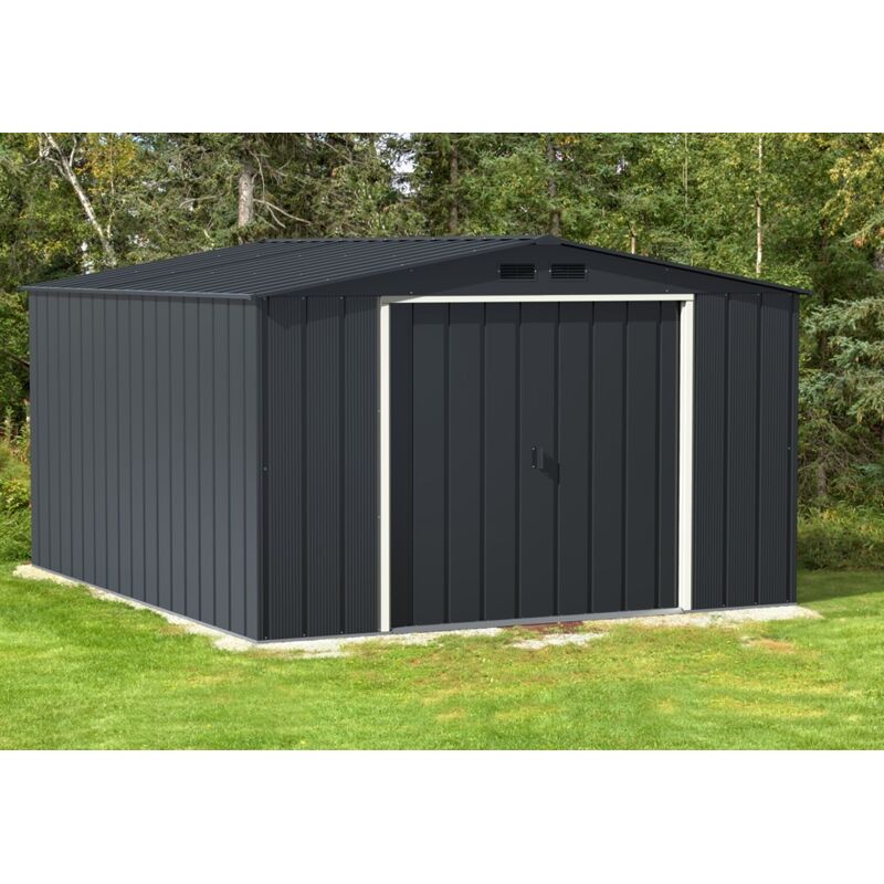 Metall-Gerätehaus Eco 3x3,7m Gerätehaus aus Metall in Anthrazitgrau, Geräteschrank mit 0,31 mm Wandstärke Gartenhaus - Duramax