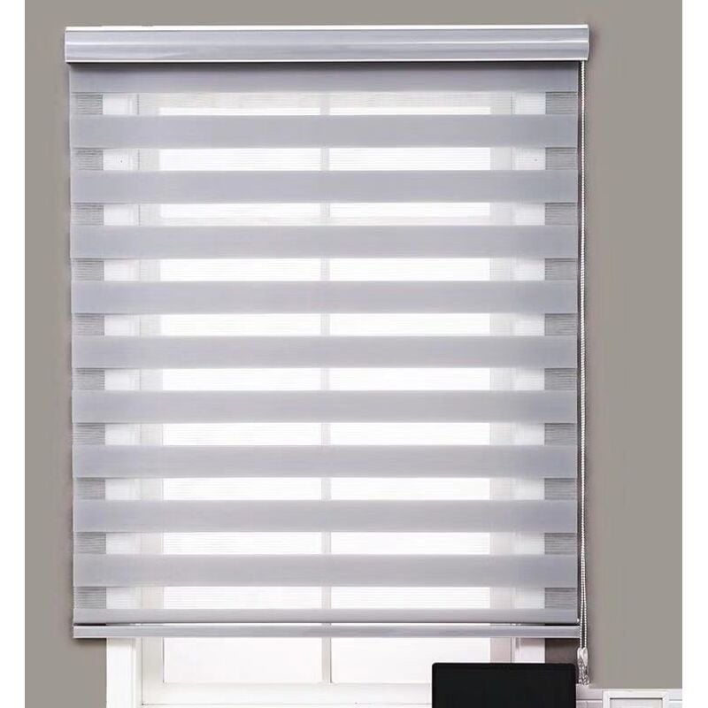 Durchstoßfeste Jalousien, doppellagige, wasserdichte Verdunkelungsvorhänge für Badezimmer, Balkon, Schlafzimmer, 100 x 150 cm, Grau, einfache Montage