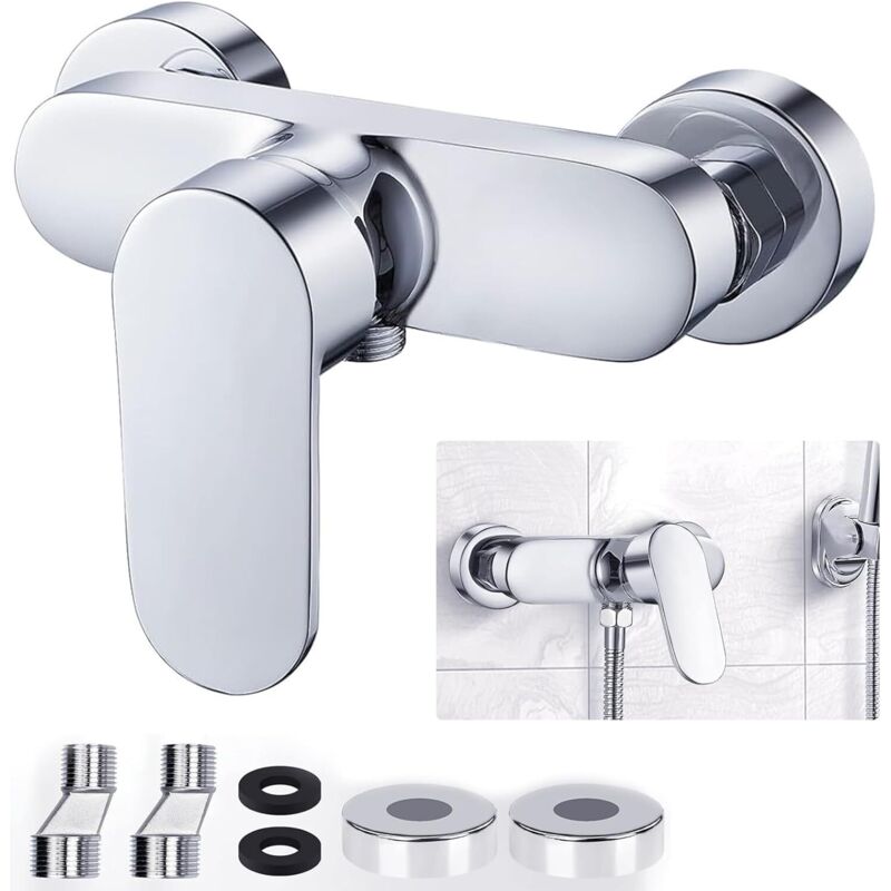 Duscharmatur, Silber Mischbatterie Dusche, Duschbatterie für Dusche Wandmontage, mit G1/2 Brauseabgang