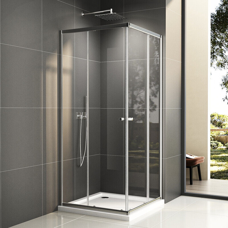 Boromal Duschkabine 75x80/80x75 Duschabtrennung Eckdusche Dusche Falttür 5mm Eckeinstieg Glas Dusche ESG 185cm Schiebetür