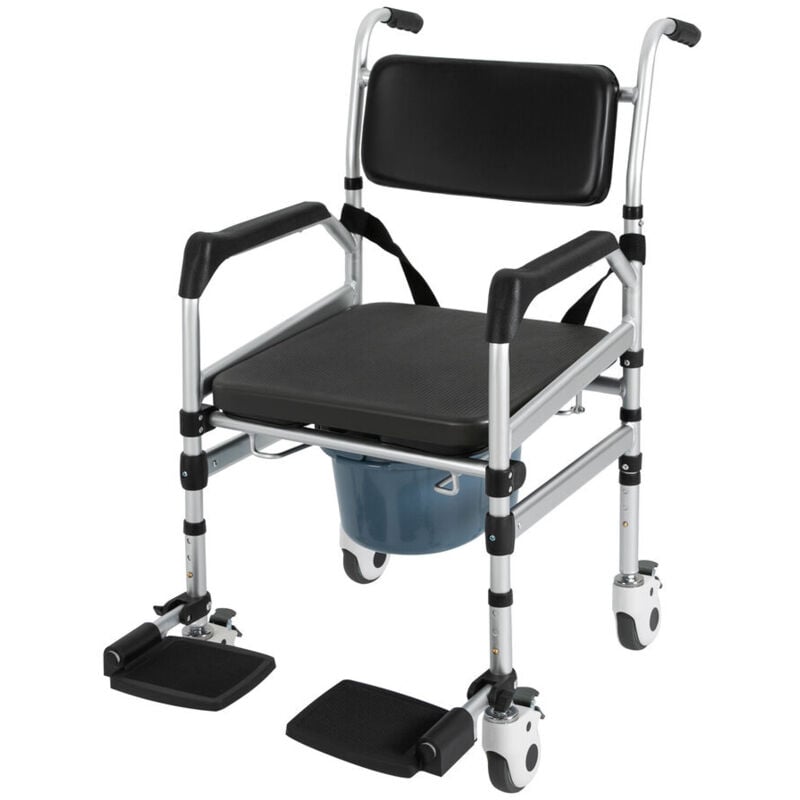 Duschstuhl mit Rollen Faltbarer Toilettenstuhl Rollstuhl Wasserdichter Duschsitz