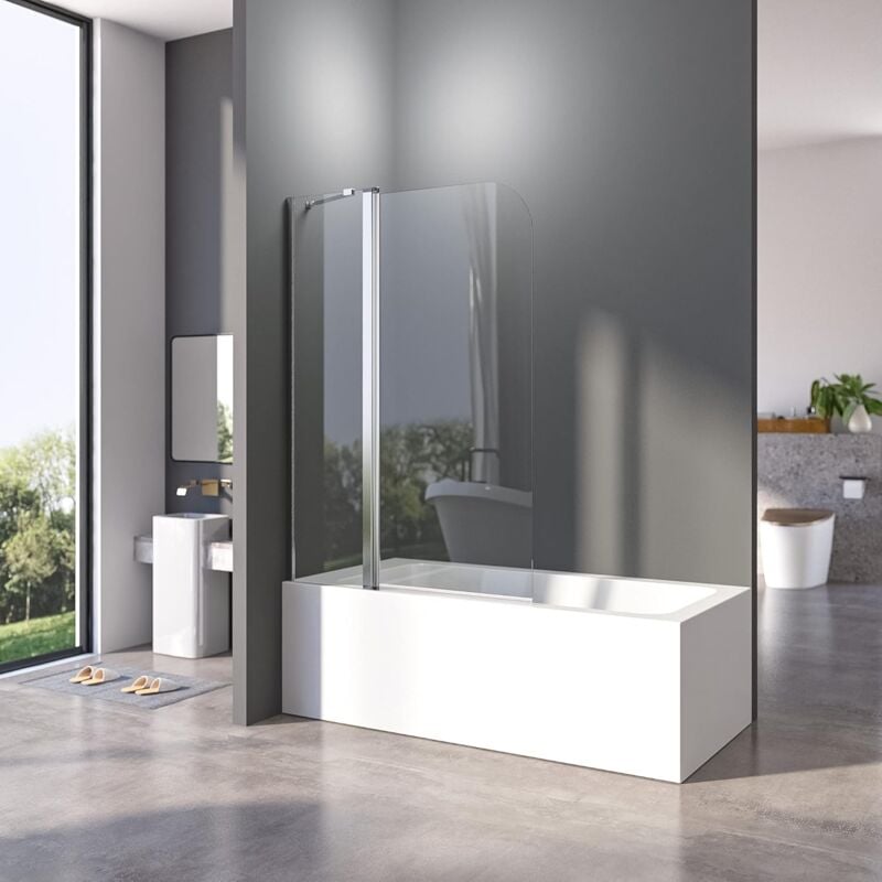 Boromal - Duschtrennwand für Badewanne 90 x 140 cm Faltwand für Badewanne 5mm esg Glas Nano Beschichtung Duschtrennwand Badewannenaufsatz