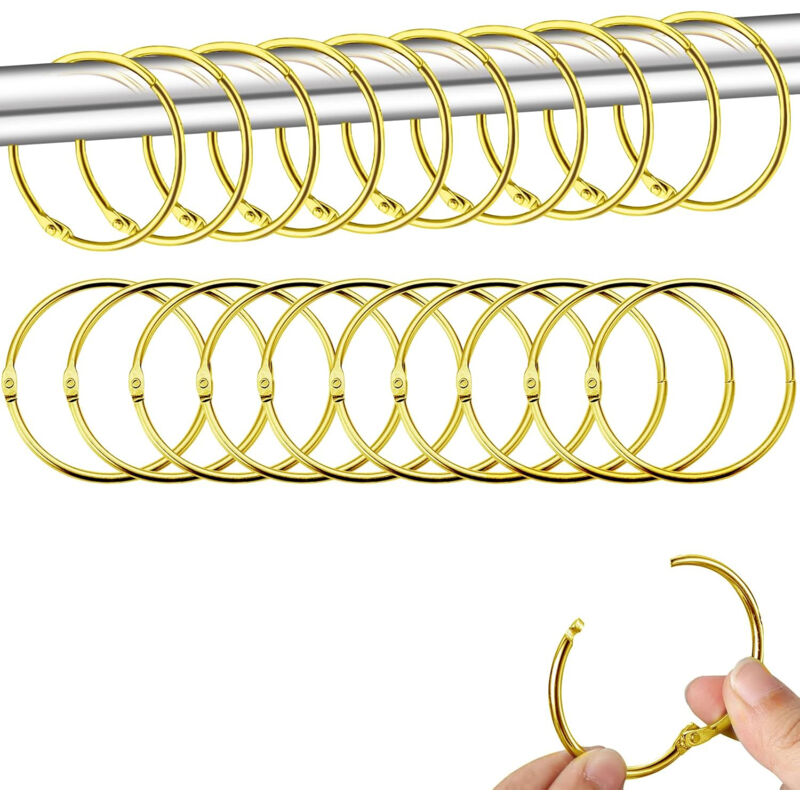 Jn.songs - Duschvorhangringe, Duschvorhang Ringe, Vorhang Hängend Ringe für Fenster - 24 Stück Gold