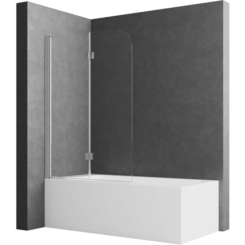Duschwand für Badewanne 120 x 140 cm Badewannenaufsatz Duschwand 2-teilig Faltbar 5 mm nano ESG-Sicherheitsglas Duschabtrennung Badewanne