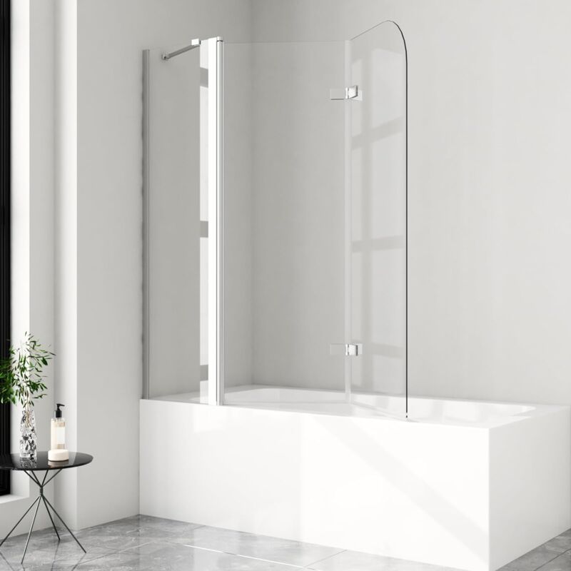 Duschwand für Badewanne Boromal Duschwand 150x140cm 3-teilig faltbar Duschtrennwand für Badewanne Duschabtrennung Badewanne, Badewannenaufsatz 5mm