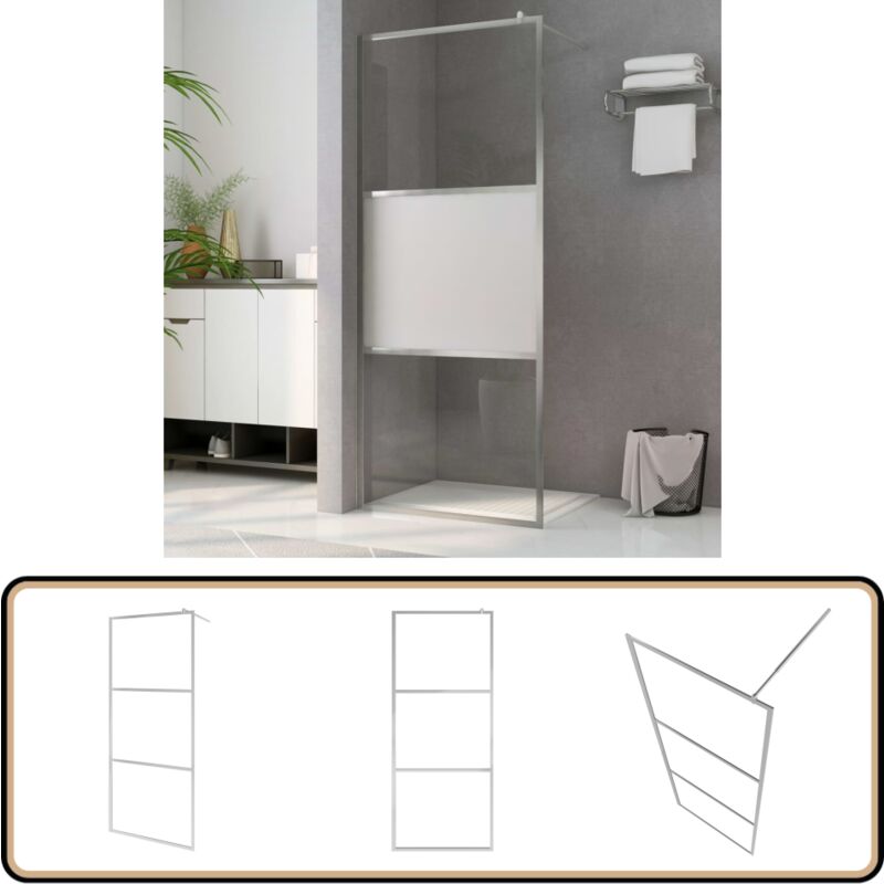 Duschwand für Begehbare Dusche Halbmattiertes ESG-Glas 80x195cm - Duschwand - Duschabtrennung - Begehbarer Dusche - Sicherheitsglas - ESG-Glas