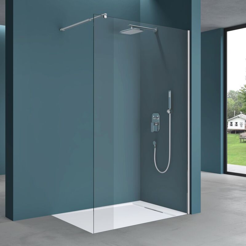 Duschwand für Dusche Duschabtrennung 110x200cm Walk-In Dusche ESG-Sicherheitsglas 10mm nano Glas BRAM3 Bremen2K - Mai&mai