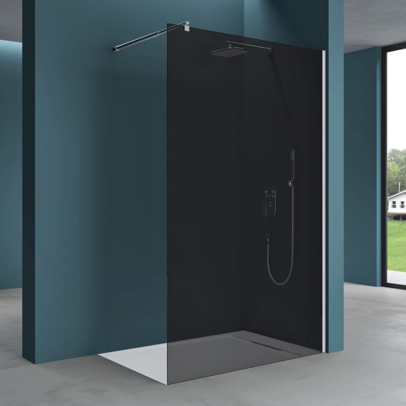 Mai & Mai Duschwand für Dusche Duschabtrennung 140x200cm Walk-In Dusche ESG-Sicherheitsglas 8mm NANO Glas BRAM1 Bremen1VG