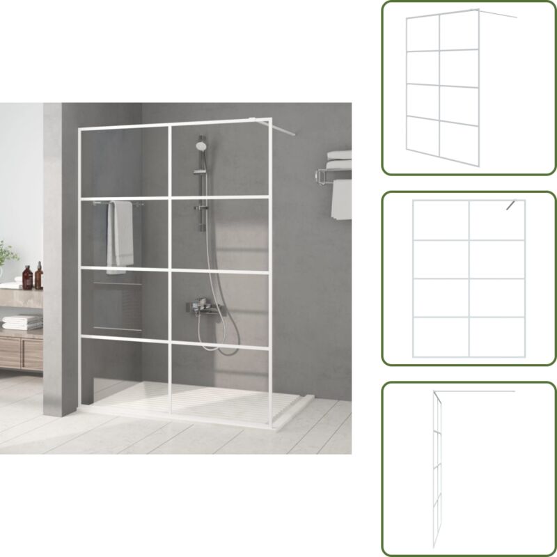 Duschwand für Begehbare Dusche Weiß 140x195 cm ESG-Klarglas - Duschabtrennung - Duschwand - Begehbarer Dusche - Glasdusche - ESG-Glas