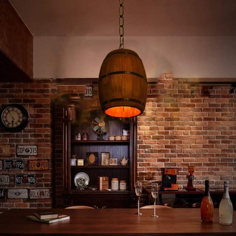 E26 Tonnen-Kerzenständer Rustikale Tonnen-Lampe Hängelampe Wohnzimmerlampe Retro-Vintage-Deckenlampe Antike Hängelampe Deckenlampe (ohne Glühbirne)