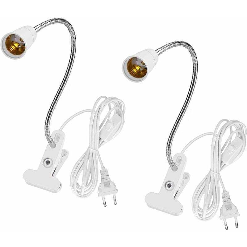 Lampe mit E27-Klemme, 2 Stück, Klemm-Schreibtischlampe mit Schalter, flexible Lampe, E27-Bettlampe, Klemm-Tischlampe, Klemm-Spot-Lampe, verstellbarer