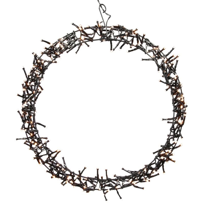 Ecd Germany - Lichterkranz 300 LEDs, ø 38cm, Warmweiß, IP44, Türkranz, Fensterkranz, Weihnachtsdeko, Kranz, Weihnacht Ring, Fensterlicht,