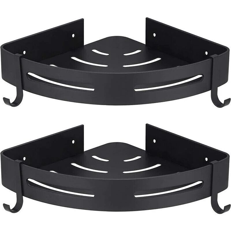 Eck-Duschregal, schwarz, ohne Bohren, Badezimmer-Aufbewahrung, Dusche, Badezimmerzubehör, Badezimmer-Seifenhalter, Unterstützung der Dusche, kein