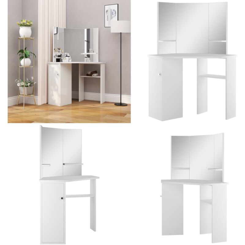 Vidaxl - Eck-Schminktisch Weiß - Schminktisch - Kosmetiktisch - Eckschreibtisch - Badezimmermöbel - Weißer Schminktisch - Home & Living