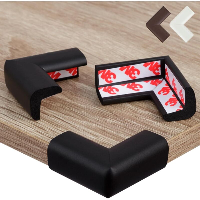 Tigrezy - Eckenschutz-Set für Babys – Kinderschutz für selbstklebende Tische – Schutz vor Stößen für Babys und Kinder (Schwarz, 12 Stück)