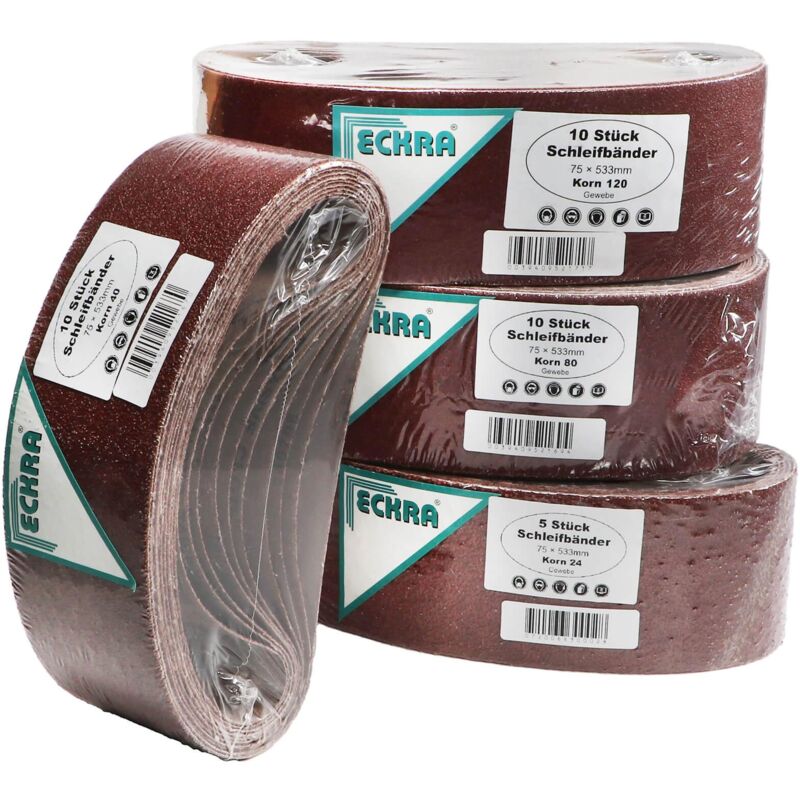 Eckra Schleifband 75x533 mm 35 Schleifbänder Mix Sortiment Korn 24-40-80-120