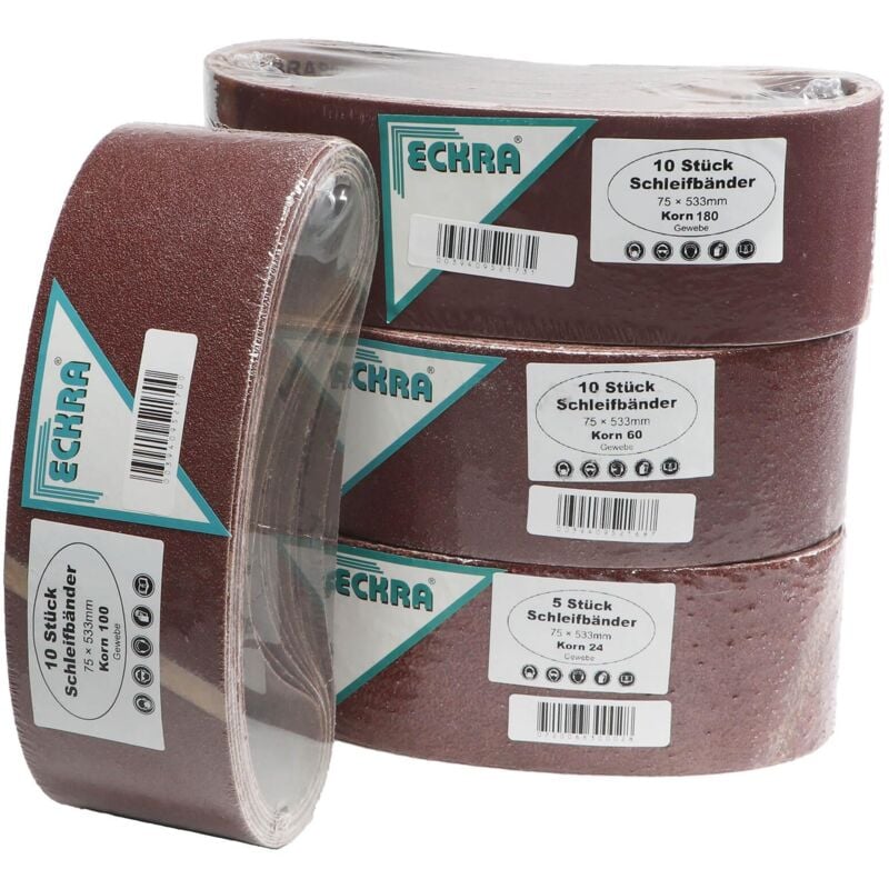 Schleifband 75x533 mm 35 Schleifbänder Mix Sortiment Korn 24-60-100-180 - Eckra