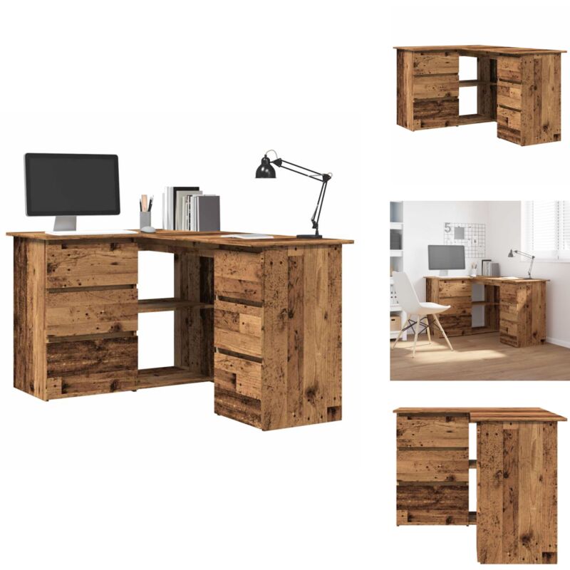 Vidaxl - Eckschreibtisch Altholz-Optik 145x100x76 cm Holzwerkstoff - Eckschreibtisch - Eckschreibtische - Schreibtisch - Büroschreibtisch