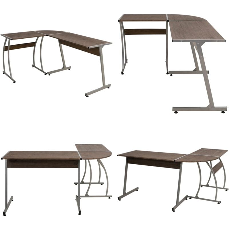 Eckschreibtisch Braun Holzwerkstoff - Eckschreibtisch - Schreibtisch Braun - Bürostuhl - Home Office - Arbeitsplatzgestaltung - Home & Living