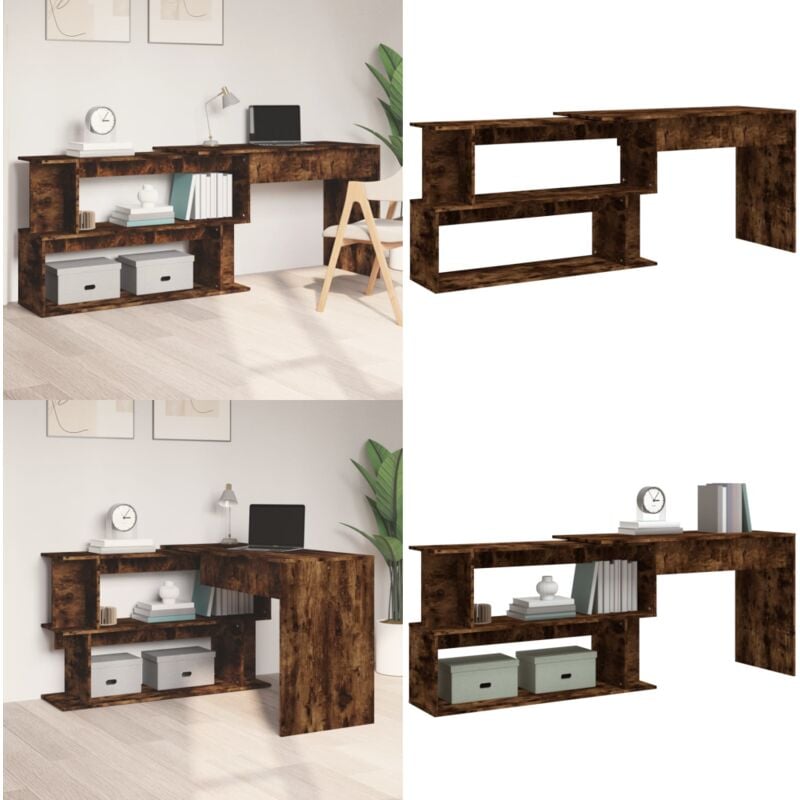 Vidaxl - Eckschreibtisch Räuchereiche 200x50x76 cm Holzwerkstoff - Schreibtisch - Eckschreibtisch - Home Office - Arbeitsplatz - Holzwerkstoff - Home