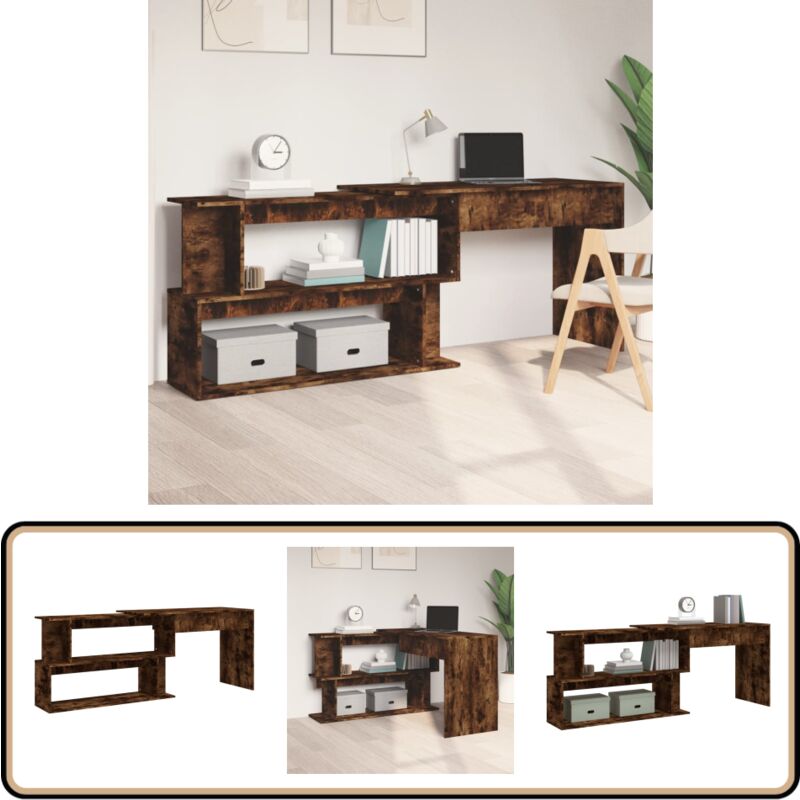 Vidaxl - Eckschreibtisch Räuchereiche 200x50x76 cm Holzwerkstoff - Schreibtisch - Eckschreibtisch - Home Office - Arbeitsplatz - Holzwerkstoff