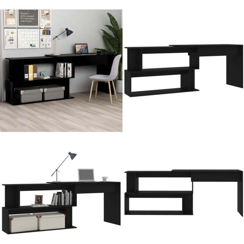 Vidaxl - Eckschreibtisch Schwarz 200x50x76 cm Holzwerkstoff - Eckschreibtisch - Schreibtisch Schwarz - Holzwerkstoff Schreibtisch - Drehbares