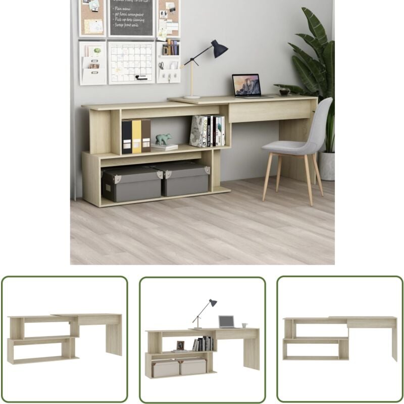 Maison Chic - The Living Store Eckschreibtisch Sonoma-Eiche 200x50x76 cm Holzwerkstoff - Holz Schreibtisch - Eckschreibtisch - Schreibtisch Sonoma