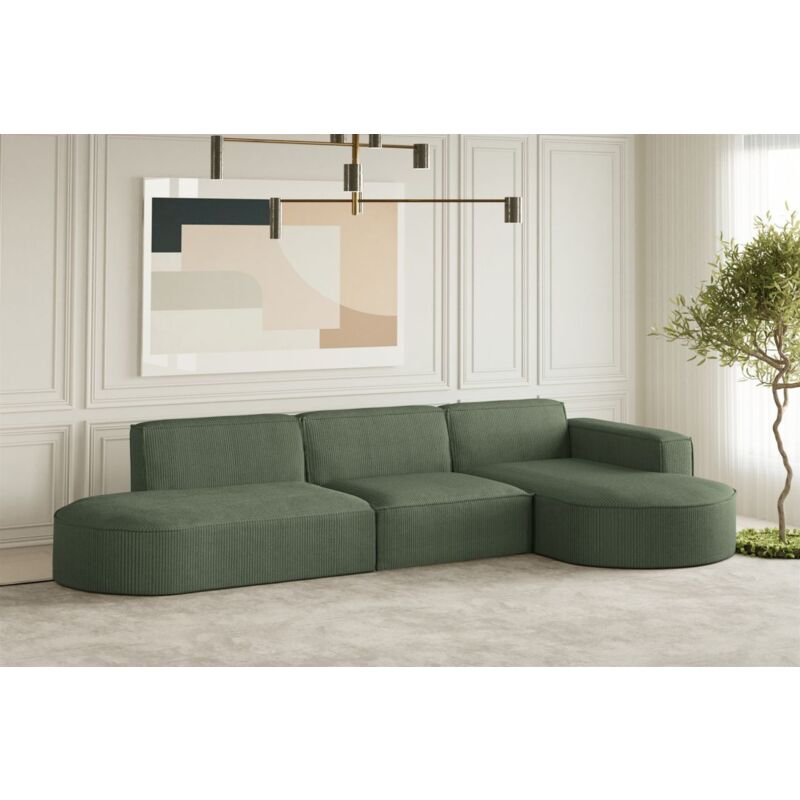 Fun Moebel - Ecksofa Designersofa palma in Stoff Scala Forest Ottomane Rechts