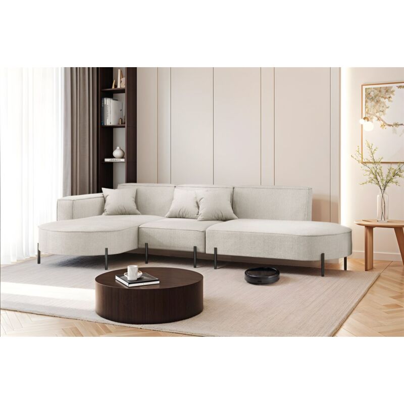 Fun Moebel - Ecksofa Designersofa valencia in Stoff Scala Sand Ottomane Links