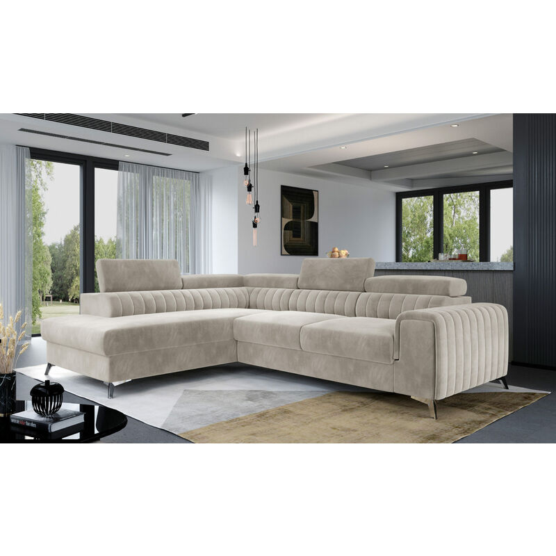 Ecksofa mit Schlaffunktion und Bettkasten, Couch für Wohnzimmer, Schlafsofa Sofagarnitur L-Form Wohnlandschaft mit Bettfunktion 278x92x205 cm olivier