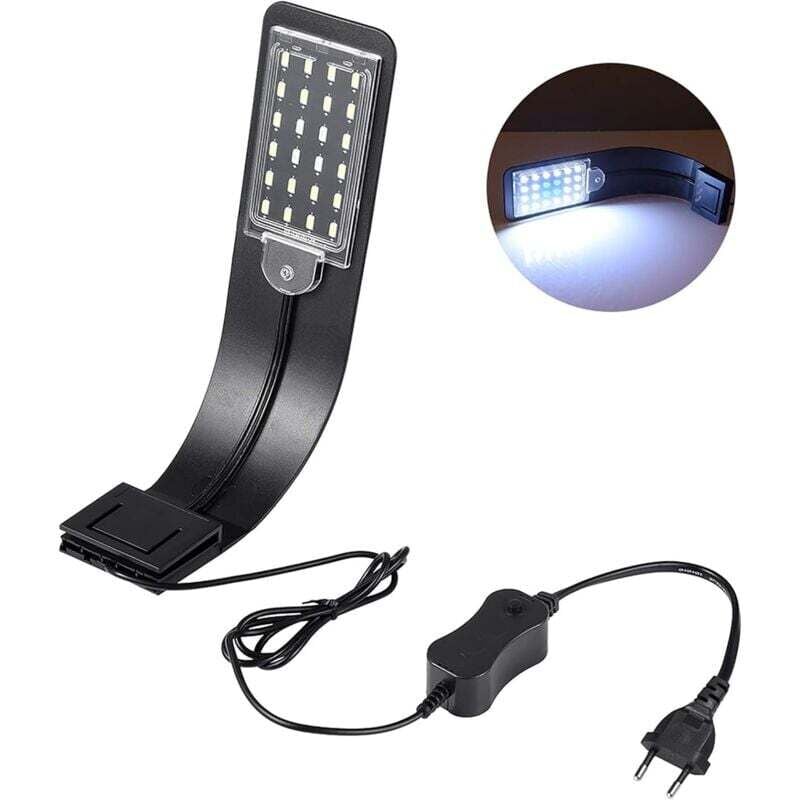 Éclairage Aquarium, Rampe LED pour Aquarium d'eau Douce, Lumière Aquarium Plantes Ultra Fin 10W IPX7 Étanche avec Pince Puissante et 24 LED Lumière