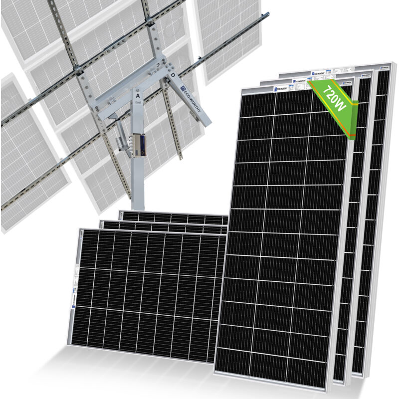Eco-worthy - 720W Bifaziale Solarmodul Solarpanel Kit Tracking System Dual Axis (Increase 40% Power) with Tracker Controller für Solaranlage