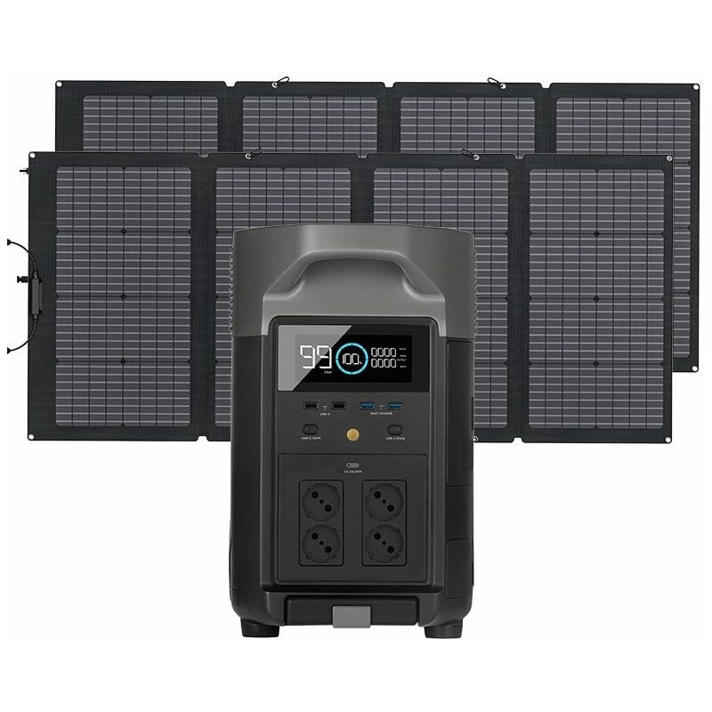 Ecoflow - Solargenerator Delta Pro 3,6 kWh/3600 w mit 2 Solarpanel auf Balkon mit 400W, tragbares Kraftwerk für Haus, Camping, Camping im Freien,