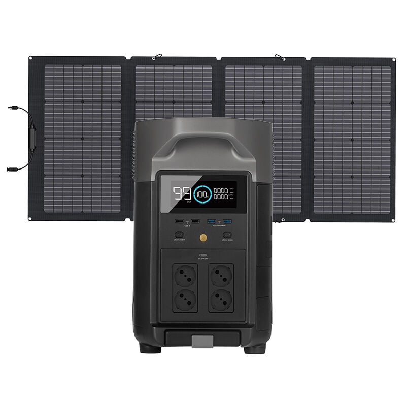 Ecoflow - Solargenerator Delta Pro 3,6 kWh/3600 w mit Solarpanel auf Balkon mit 400 w, tragbares Kraftwerk für Haus, Camping, Camping im Freien,