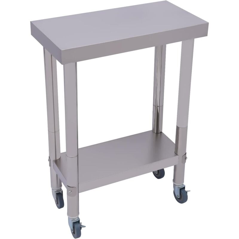 Edelstahl Arbeitstisch Edelstahltisch mit Rollen, Arbeitstisch Gastronomie Küchentisch Edelstahltisch Zubereitungstisch mit Rollen, Lebensmittel