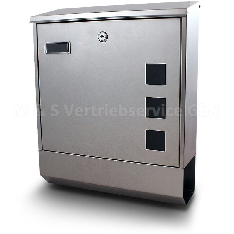 Bituxx - Edelstahl Briefkasten Postkasten Mailbox Letterbox mit Zeitungsrolle Eckig