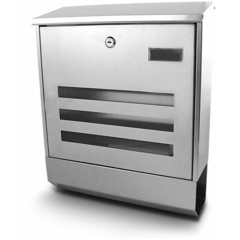 Bituxx - Edelstahl Briefkasten Postkasten Mailbox Zeitungsrolle Eckig mit Fenster