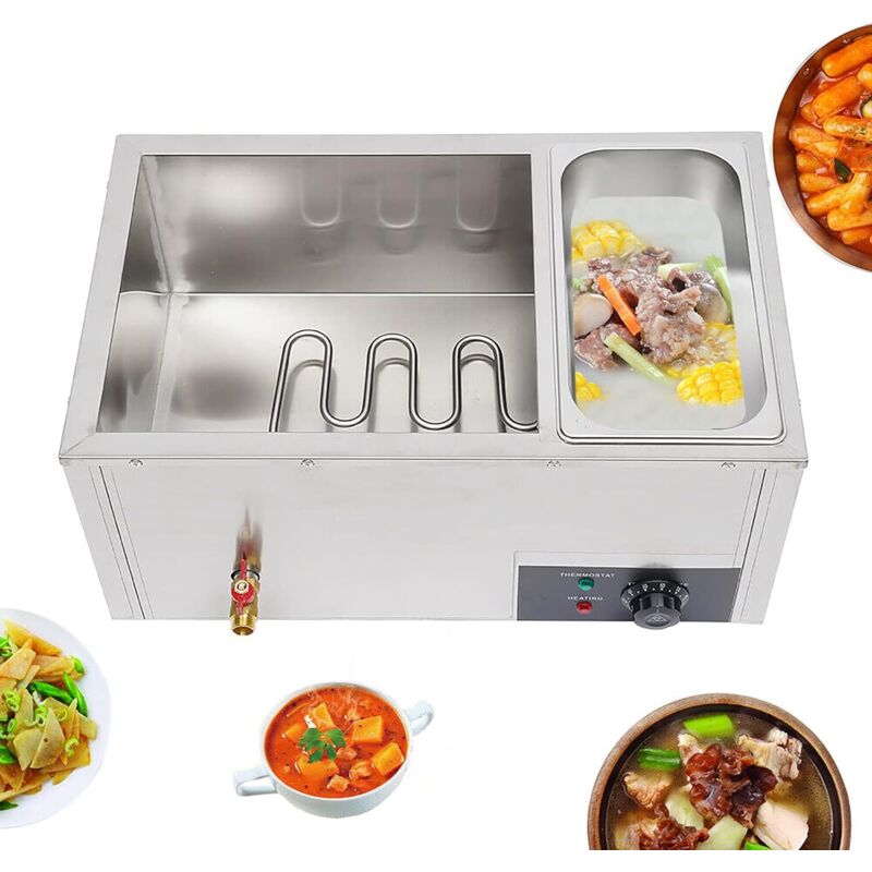 Edelstahl Buffetwärmer Buffetbehälter 3 Pan Gastronomie Speisewärmer Warmhalteplatte Warmhaltegerät Catering Speisenwärmer 3 7L für Bain Marie, 3 GN