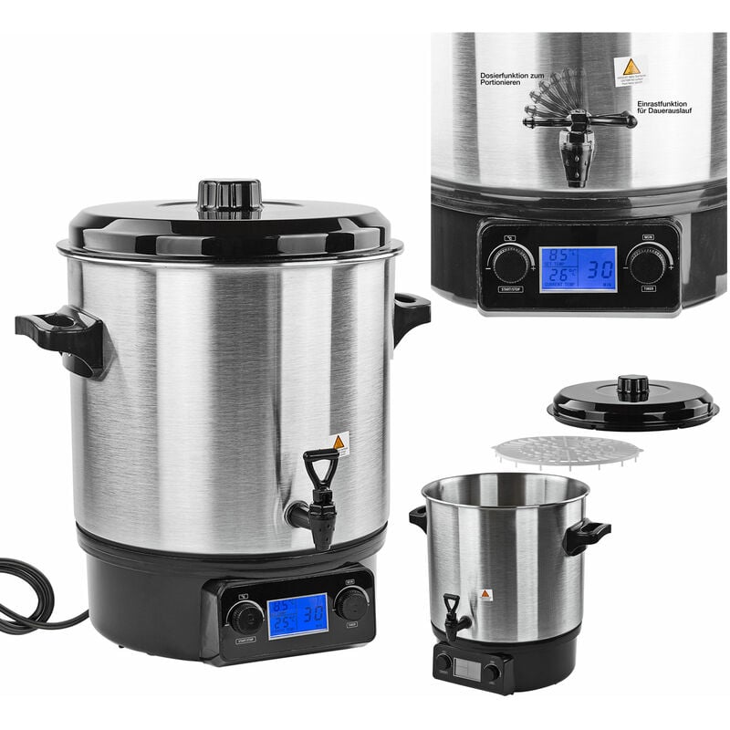 Denner-edition - Edelstahl Einkochtopf Einkochautomat Einkocher DEA2000DX 2000 w 27 l 30-100 Grad