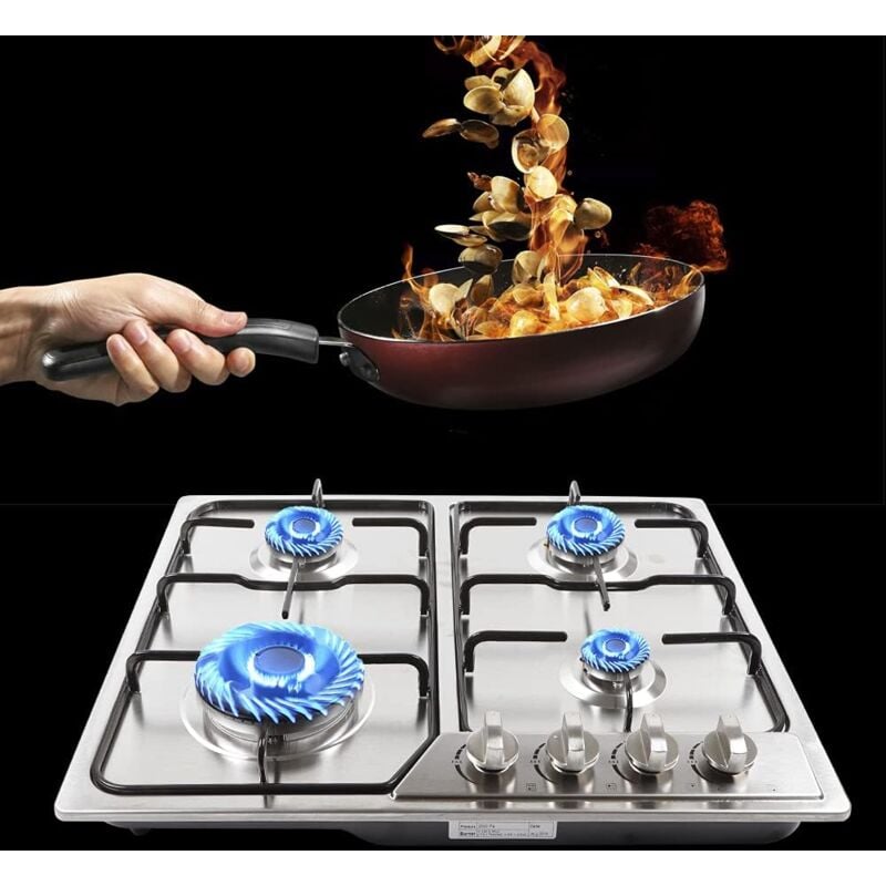 Edelstahl Gasherd Gaskochfeld Gaskocher 4-Flammen Eingebaut Propan Gas Herd Einbauherd