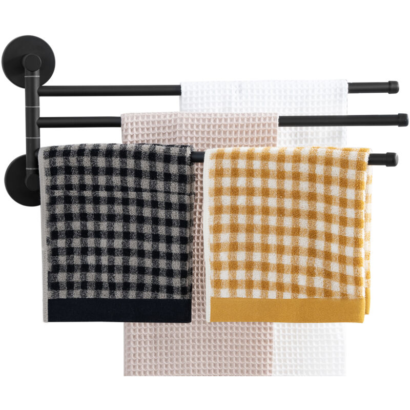 Auralum Max - Edelstahl Handtuchhalter Bad Schwenkbar 3-armige Handtuchstange Wandmontage, 40 cm Handtuchhalter für Küche, wc, Garderobe und Bad,