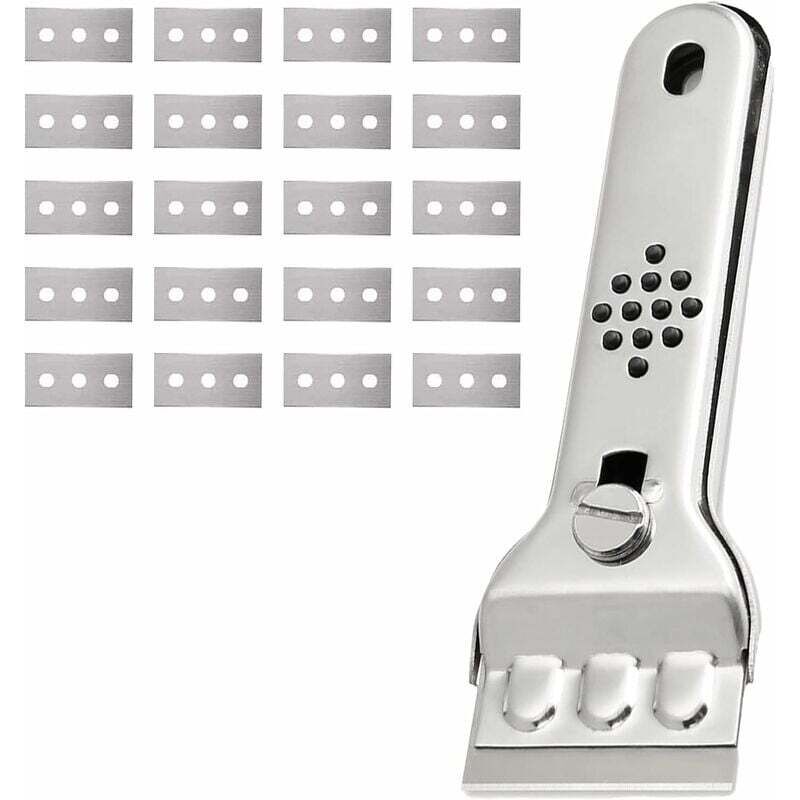 Edelstahl-Keramik-Kochfeldschaber, Glasschaber für Induktionskochfelder, Keramik-Farbschaber, Keramik-Kochfeldschaber mit 20 Klingen, für Glas/Spiegel